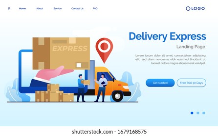 Delivery express landing page website illustration flat vector template eps