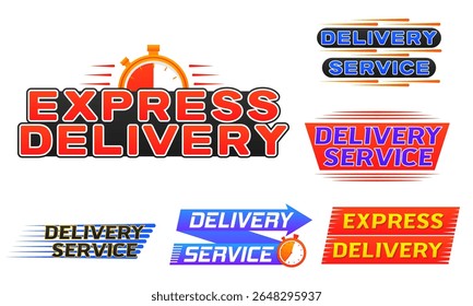 Delivery express logo. Stopwatch and fast shipping icon for courier service and online store. Vector design for super quick order, food transport, cargo or mail. Flat illustration for business banner.
