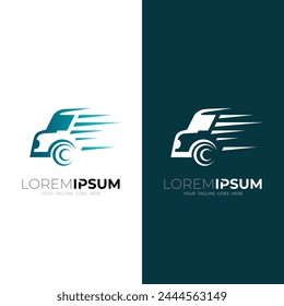 Delivery express logo template, truck logo with swoosh