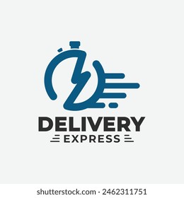 Delivery express logo vector design,timer concept and speed illustration