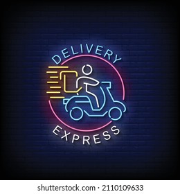 Delivery Express Neon Signs Style Text Vector