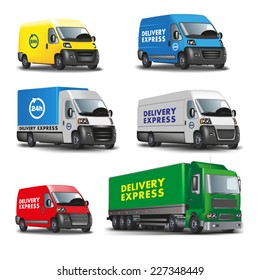 Delivery express. Set of delivery cars. Vector illustration