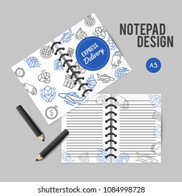 Delivery and express shipment planner. Courier and shipping icons. Logistic service organizer. Line art vector