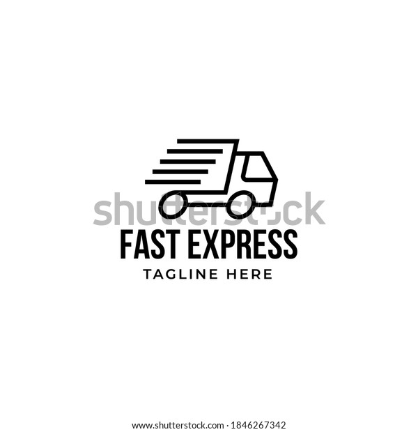 Delivery Express Vector Logo Template. Vector of\
express delivery logo illustration. Delivery van express in linear\
or line art style