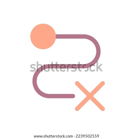 Delivery failed flat color ui icon. Shipment failure. Postal service. Route collapse. Simple filled element for mobile app. Colorful solid pictogram. Vector isolated RGB illustration