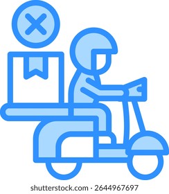 Icono de entrega fallida Ilustración vectorial de color azul