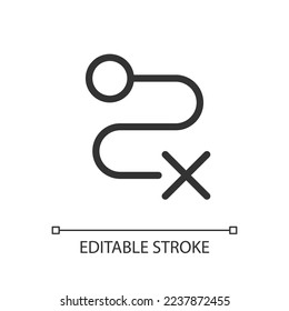 Icono de ui lineal perfecto para píxel con error de entrega. Fallo en el envío. Servicio postal. GUI, diseño UX. Esquema de elemento de interfaz de usuario aislado para aplicación y web. Trazo editable. Tipo de letra arial utilizado