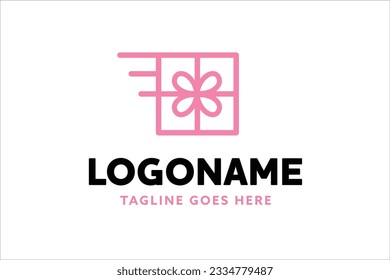 Concepto de logotipo de regalo rápido de entrega. Símbolo rápido de regalo icono.Servicio rápido de entrega de regalos, solución rápida, ilustración vectorial