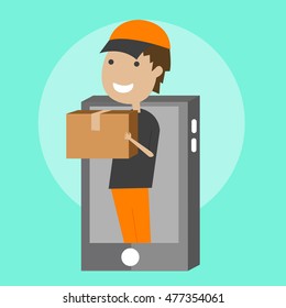 Delivery fast with man by telephone