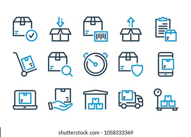 Delivery and Fast Shipping related line icon set. Logistic and distribution vector icons.