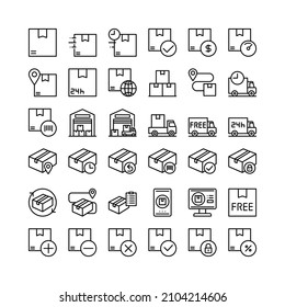 Delivery file icons pack. icons pack. Outline style. Vector. Isolate on white background.