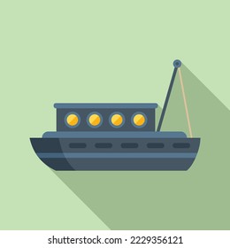 Delivery fish boat icon flat vector. Fishing sea. Water sail