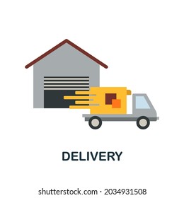 Delivery flat icon. Colored sign from small business collection. Creative Delivery icon illustration for web design, infographics and more