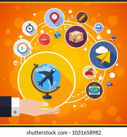 Delivery flat icon concept. Vector illustration. Element template for design.