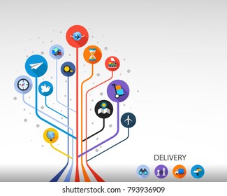 Delivery flat icon concept. Vector illustration. Element template for design.