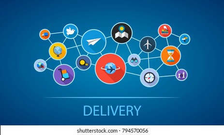 Delivery flat icon concept. Vector illustration. Element template for design.