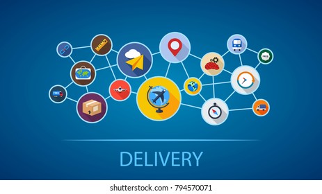 Delivery flat icon concept. Vector illustration. Element template for design.