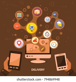 Delivery flat icon concept. Vector illustration. Element template for design.