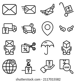 Delivery Flat Icon Set Isolated On White Background