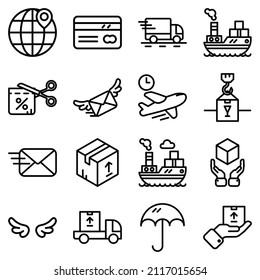 Delivery Flat Icon Set Isolated On White Background