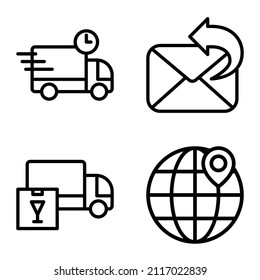 Juego De Icono Plano De Entrega Aislado En Fondo Blanco