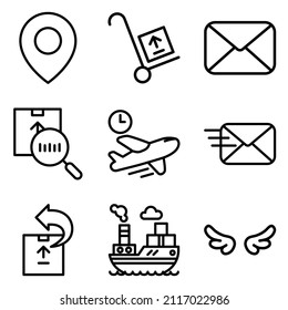 Delivery Flat Icon Set Isolated On White Background