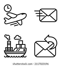 Delivery Flat Icon Set Isolated On White Background