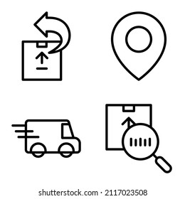 Juego De Icono Plano De Entrega Aislado En Fondo Blanco