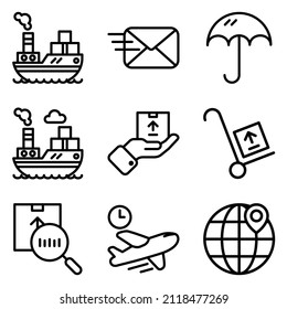 Juego De Icono Plano De Entrega Aislado En Fondo Blanco