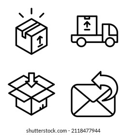 Delivery Flat Icon Set einzeln auf weißem Hintergrund