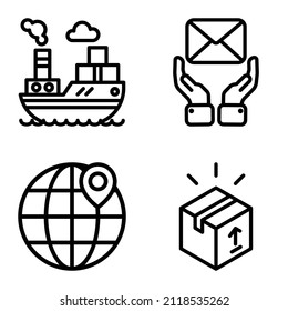 Delivery Flat Icon Set Isolated On White Background