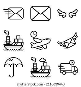 Juego De Icono Plano De Entrega Aislado En Fondo Blanco