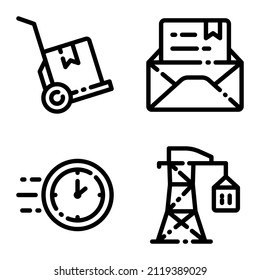 Juego De Icono Plano De Entrega Aislado En Fondo Blanco