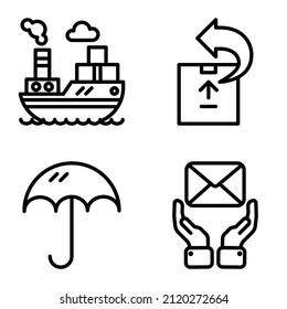 Delivery Flat Icon Set Isolated On White Background
