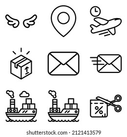 Juego De Icono Plano De Entrega Aislado En Fondo Blanco