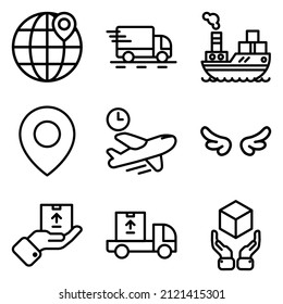 Delivery Flat Icon Set Isolated On White Background