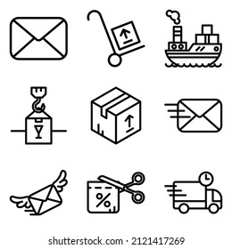 Delivery Flat Icon Set Isolated On White Background