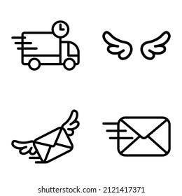 Delivery Flat Icon Set Isolated On White Background