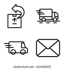 Delivery Flat Icon Set Isolated On White Background