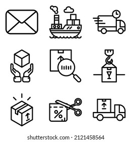 Juego De Icono Plano De Entrega Aislado En Fondo Blanco