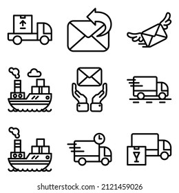 Delivery Flat Icon Set Isolated On White Background