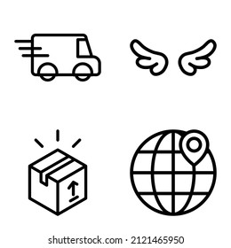 Delivery Flat Icon Set Isolated On White Background