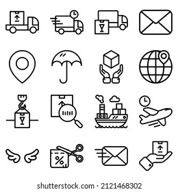 Delivery Flat Icon Set Isolated On White Background