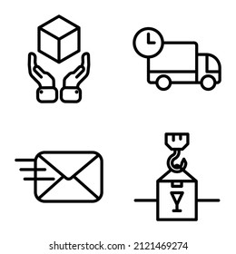 Delivery Flat Icon Set Isolated On White Background