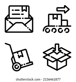 Juego De Icono Plano De Entrega Aislado En Fondo Blanco