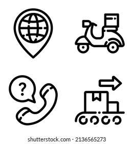 Delivery Flat Icon Set Isolated On White Background