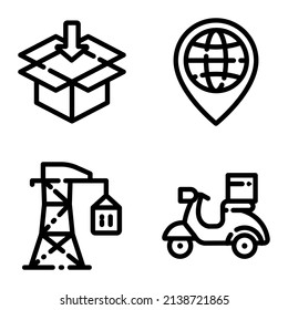 Juego De Icono Plano De Entrega Aislado En Fondo Blanco