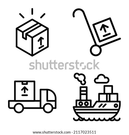 Delivery Flat Icon Set Isolated On White Background