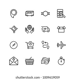 Delivery flat icon set . Single high quality outline symbol of info for web design or mobile app. Thin line signs for design logo, visit card, etc. Outline logo of delivery
