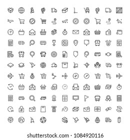 Delivery flat icon set . Single high quality outline symbol of info for web design or mobile app. Thin line signs for design logo, visit card, etc. Outline logo of delivery